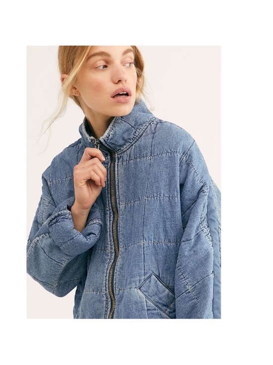 Free People Jackets & Blazers - Free People Quilted Light Blue Bomber Jacket